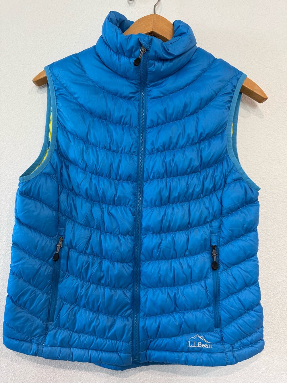 L.L.Bean Blue Quilted Puffer Vest Women's Small Petite Lightweight Zip Front